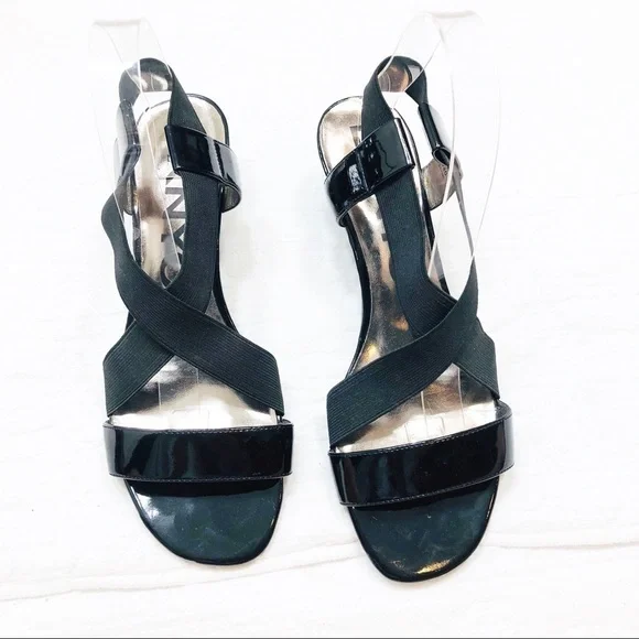 🔥 DKNYC Valentina black patent leather sandals sz9 - Picture 2 of 8